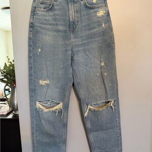 Zara Light Blue Distressed Boyfriend Jeans